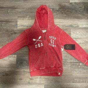 New red vineyard crew zip up